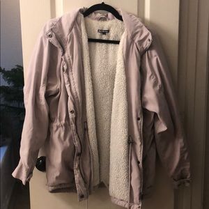 Blush faux fur lined jacket w/hood